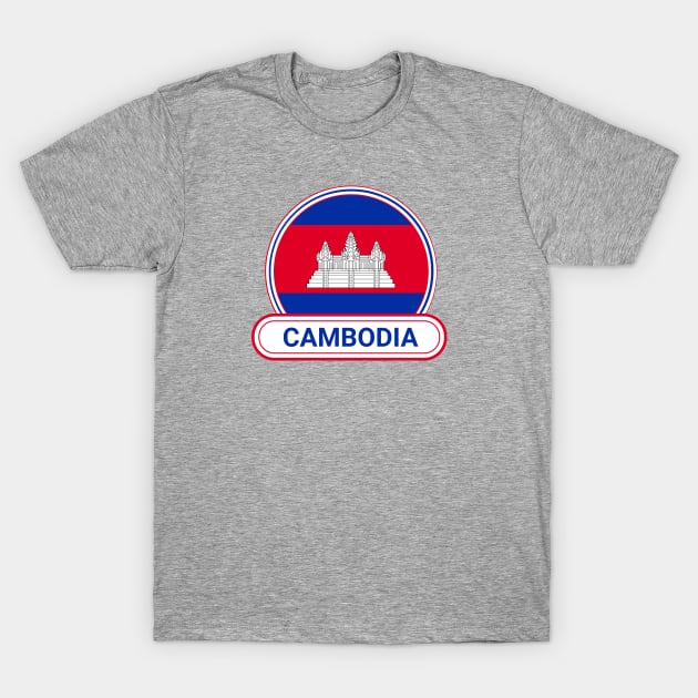 Cambodia Country Badge - Cambodia Flag T-Shirt by Yesteeyear